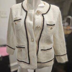 Beulah Cream Jacket with Black Accents
